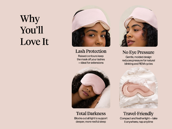 Kitsch Contour Pillow Eye Mask &ndash; Softer Than Silk Eye Masks for Sleep, Blindfold Sleep Masks for Women & Men, No Eye Pressure, Lightweight, Eye Care, Travel Essentials - Blush