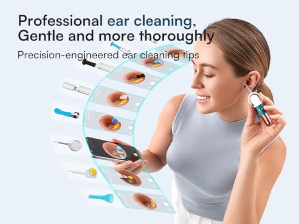 Bebird Earsight Ultra Ear Wax Removal Tool Camera, Ear Cleaner with Flexible Ear Camera Otoscope, Painless Visual Ear Pick Tweezers, Visual Scope Earwax Cleaning Dropper, Ear Cleaning Kit for Family