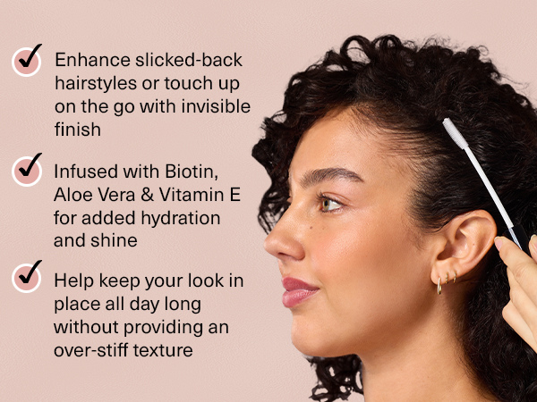 Kitsch Fly Away Stick for Hair - Taming Wand with Biotin, Aloe & Vitamin E - Clear Serum-Like Gel Hair Mascara for Baby Hairs - Lightweight & Multi-Use Hair Stick | Ideal Gifts for Women - 18mL