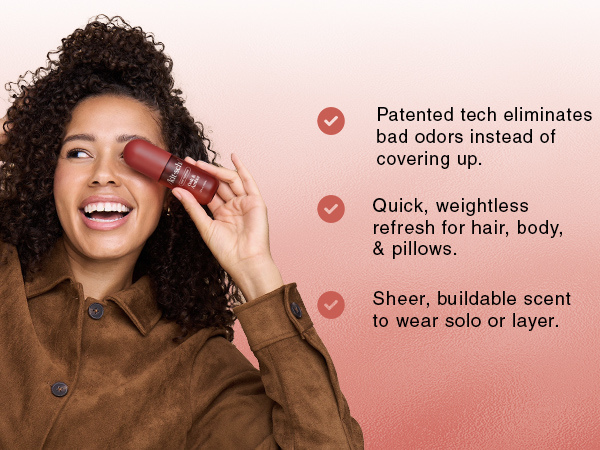 Kitsch Hair Perfume for Women - Oak & Amber | Clean, Deodorizing & Patented Odor-Eliminating Technology Hair Spray & Body Mist - Freshen Hair, Body & Pillows- Berries and Blooming Jasmine Scent - 50mL