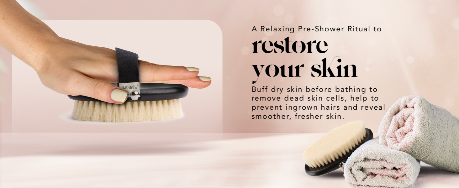 Kitsch Dry Brushing Body Brush for Lymphatic Drainage- Soft Bristles - Dry Brush to Remove Dry Skin and Improves Blood Circulation, Body Exfoliator Scrubber for Glowing Skin, Sauna Accessories