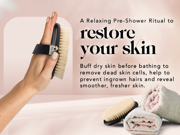 Kitsch Dry Brushing Body Brush for Lymphatic Drainage- Soft Bristles - Dry Brush to Remove Dry Skin and Improves Blood Circulation, Body Exfoliator Scrubber for Glowing Skin, Sauna Accessories