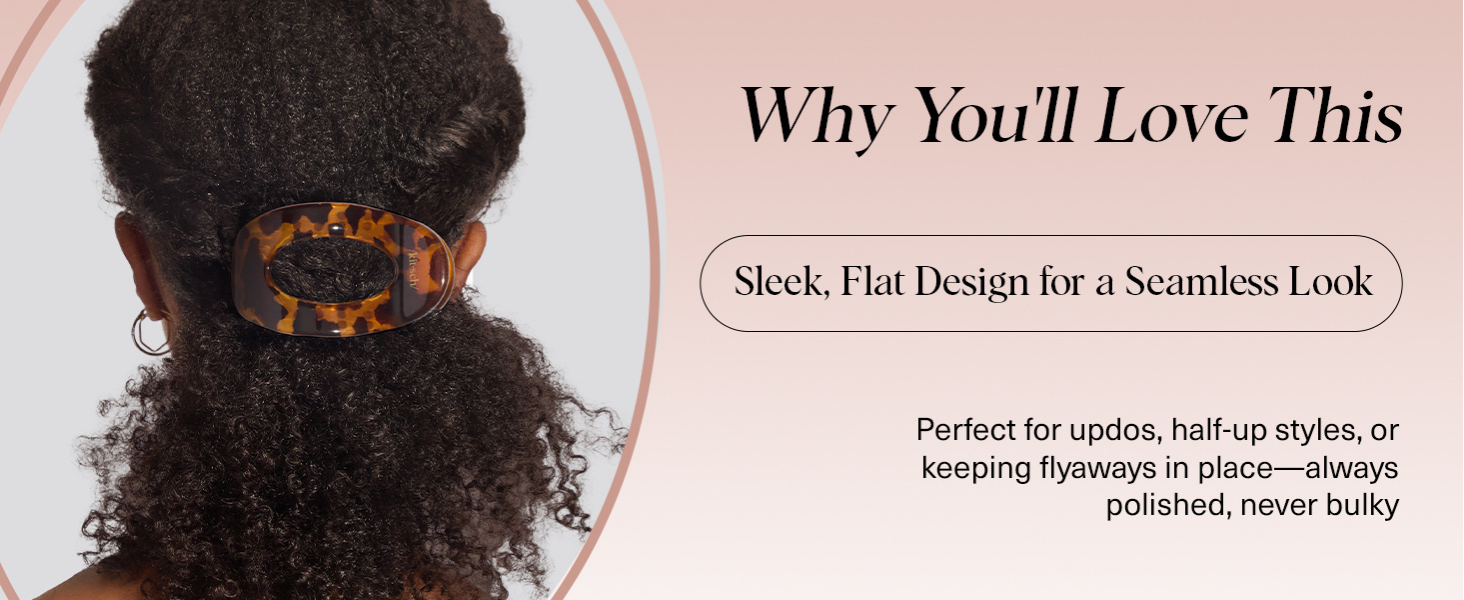 Kitsch Medium Flat Claw Clips for Women - Stylish Flat Hair Clips, Strong Hold for Thick & Fine Hair | Non-Slip for Secure, Comfortable All-Day Wear | Ideal Gifts for Women - Tortoise Design