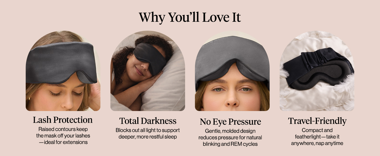 Kitsch Contour Pillow Eye Mask – Softer Than Silk Eye Masks for Sleep, Blindfold Sleep Masks for Women & Men, No Eye Pressure, Lightweight, Eye Care, Travel Essentials - Charcoal