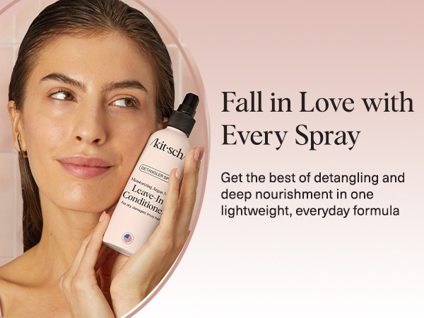 Kitsch Argan Milk Leave In Conditioner Spray – Hair Detangler Spray for Curly, Wavy, Fine, Dry & Damaged Hair - Silicone-Free | Ideal Gifts for Women