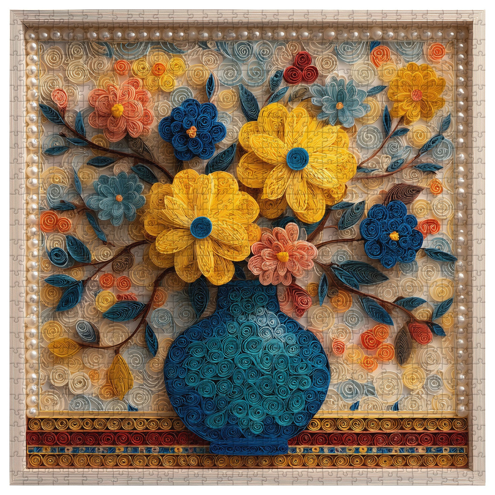 Flower Vase Puzzles for Adults 1000 Pieces, Larkipuzz Colorful Wildflower Jigsaw Puzzles Paper Art Pearl, Unique Impossible Spring Plant Theme as Wall Decor