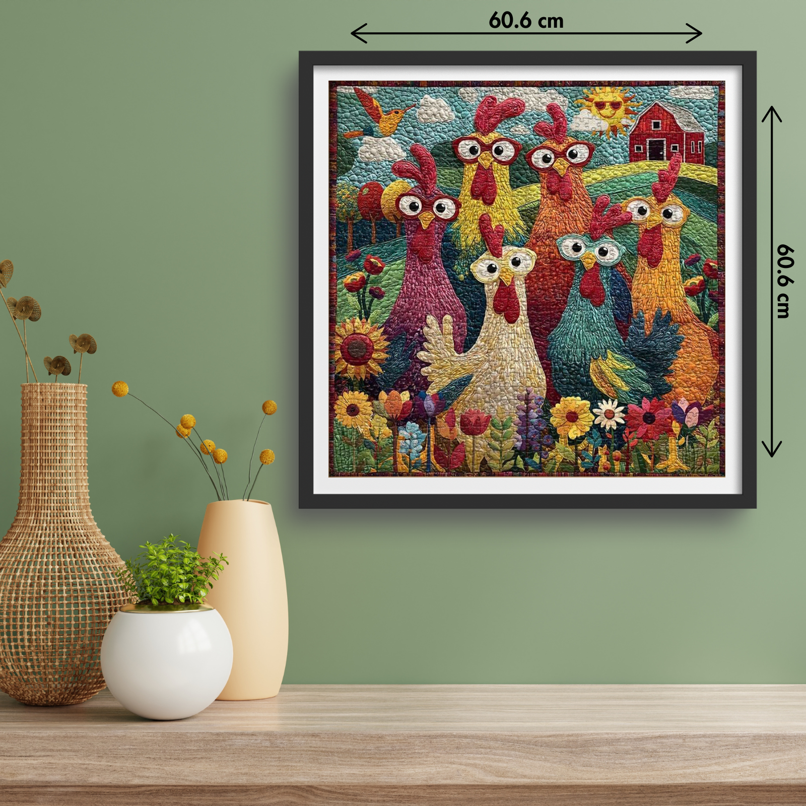 Chicken Puzzles for Adults 1000 Piece, Funny Chicken Jigsaw Puzzle, Garden Farm Flower Animal Rooster Themed, Art Challenge Puzzle