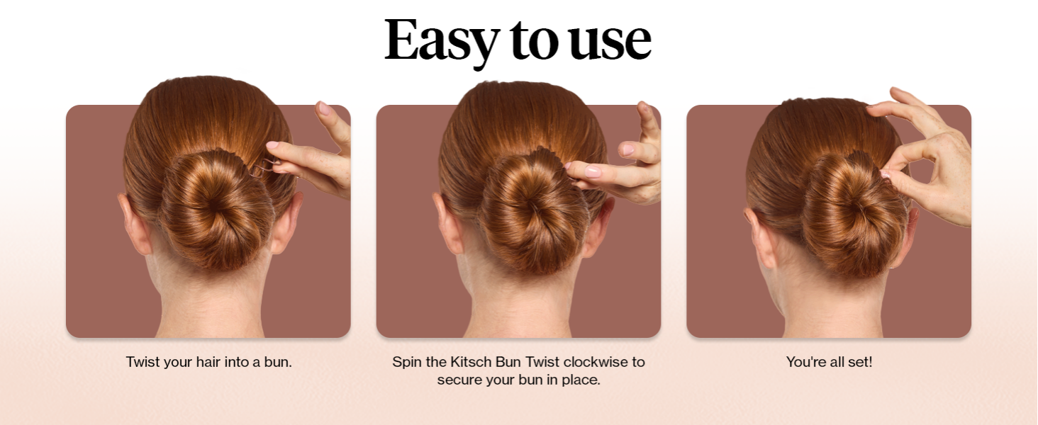 Kitsch Spiral Bobby Pins for Girls and Women - Hair Bun Maker | Rounded Tips, Chip-Resistant Bun Twist Spiral Hair Pins | Secure Hold All-Day | Ideal Gifts for Women - 3Pcs, Brown