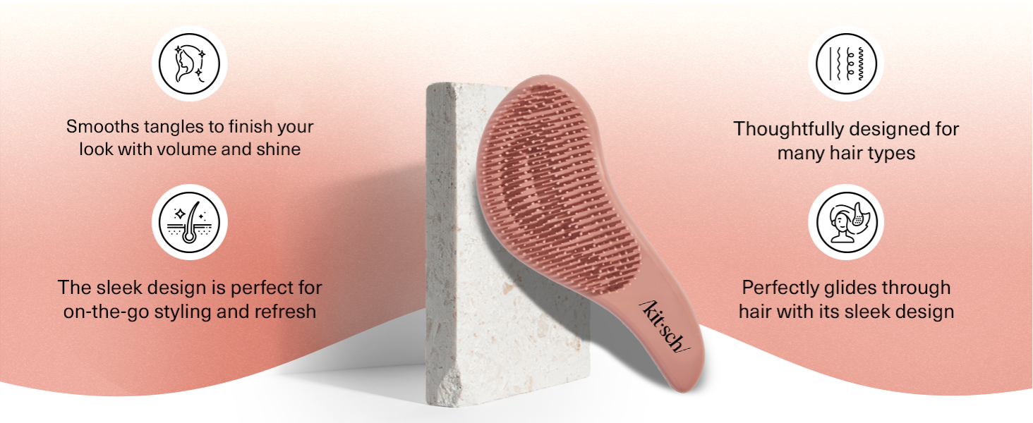 Kitsch Detangler Brush &ndash; Gentle Curly Hair Brush with Flexible Bristles for All Hair Types - Wet or Dry | Detangling Hair Brushes for Women & Men, Hairbrush for Adults & Kids - Terracotta