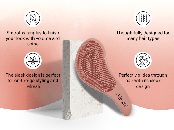 Kitsch Detangler Brush &ndash; Gentle Curly Hair Brush with Flexible Bristles for All Hair Types - Wet or Dry | Detangling Hair Brushes for Women & Men, Hairbrush for Adults & Kids - Terracotta