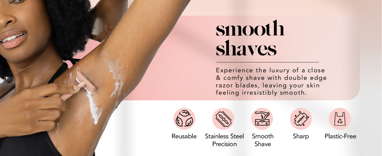 Kitsch Double Edge Razor Blades Refills – Safety Razor Blades for Smooth, Comfortable Shave – Stainless Steel Razor Refills for Safety Razors, Plastic-Free & Sustainable Shaving Blades - 10 Count