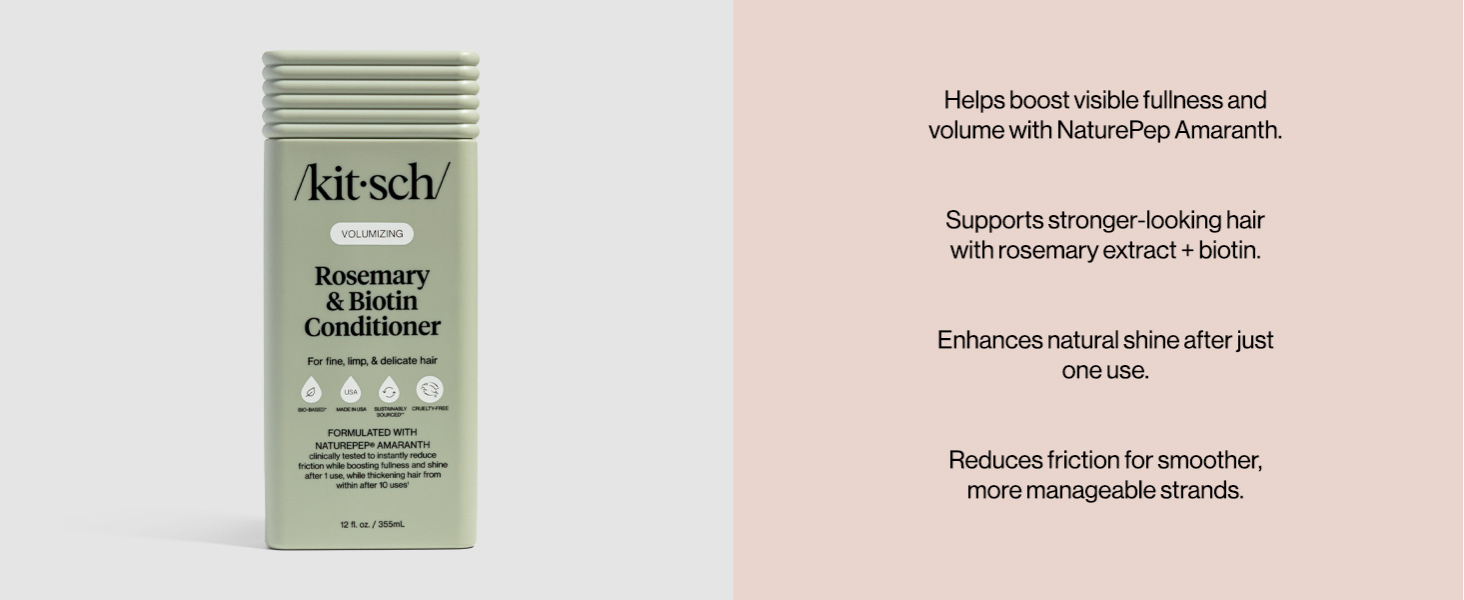 Kitsch Volumizing Rosemary & Biotin Liquid Conditioner for Women and Men for Hair Growth &ndash; Boosts Fullness & Shine After 1 Use, Thickening Bio-Based Hair Care, Color-Safe