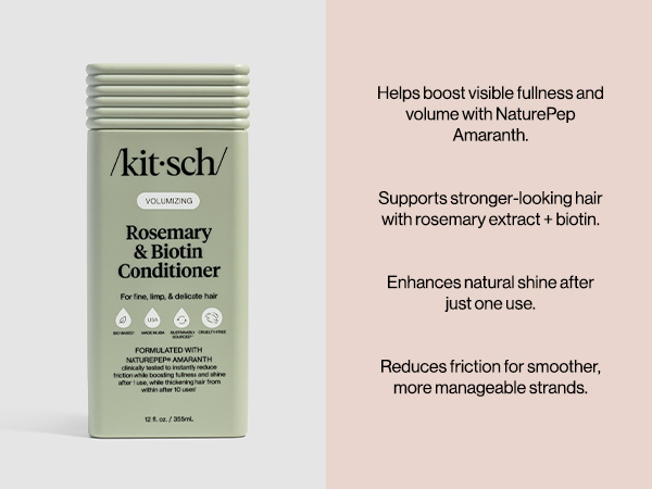Kitsch Volumizing Rosemary & Biotin Liquid Conditioner for Women and Men for Hair Growth &ndash; Boosts Fullness & Shine After 1 Use, Thickening Bio-Based Hair Care, Color-Safe