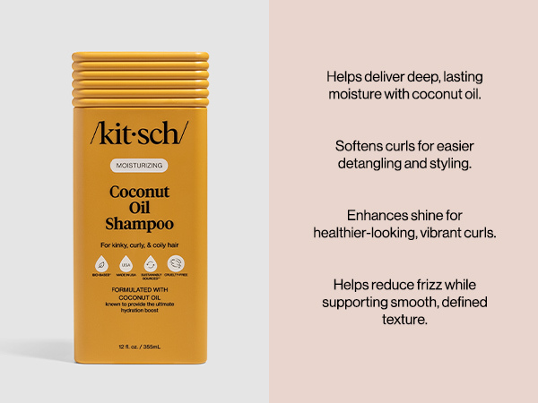 Kitsch Moisturizing Coconut Oil Liquid Conditioner for Women & Men &ndash; Coconut Oil Hair Conditioner for Kinky, Curly & Coily Hair &ndash; Deep Moisture, Shine & Manageability, Color-Safe Hair Care