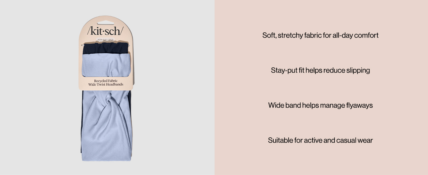 Kitsch Wide Headbands for Women Non Slip - Running Headbands for Girls, Ideal for Working Out, Yoga, Gym, or Lounging | Stretchy Head Bands | Fashion Hair Accessories - Garden Bouquet, 2pcs