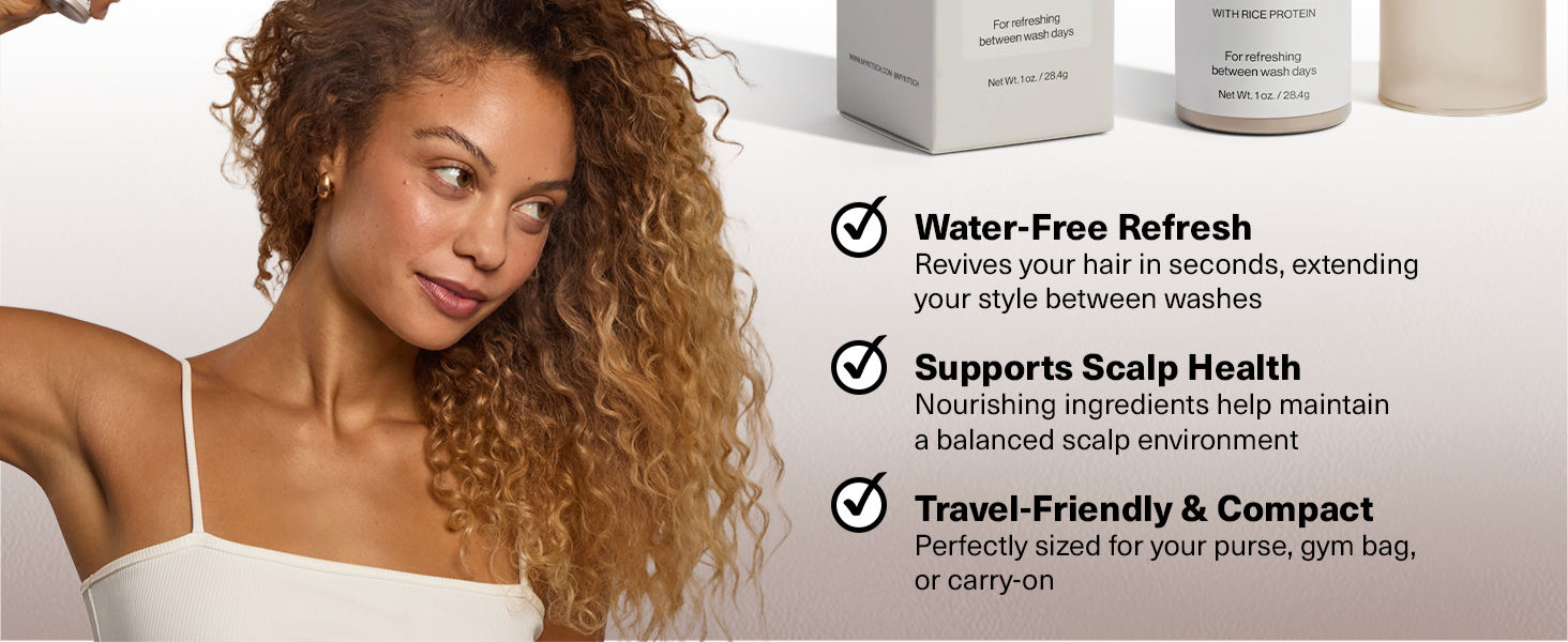 Kitsch Volumizing Rice Protein Dry Shampoo Powder - Dry Shampoo for Women & Men, No White Cast, Absorbs Oil, Non-Greasy, Light-to-medium Hair Colors, Travel Size | Ideal Gifts for Women- Invisible