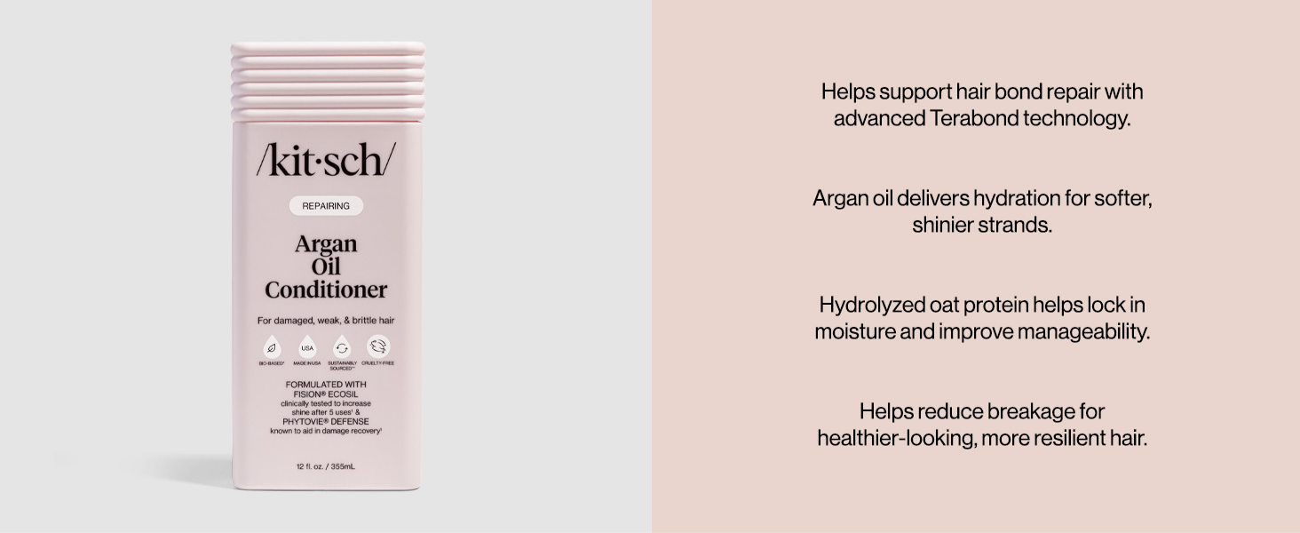 Kitsch Repairing Argan Oil Liquid Conditioner for Women & Men &ndash; Argan Oil for Hair, For Shine, Smoothness & Damage Recovery, Hair Repair &ndash; Clean, Color-Safe Hair Care