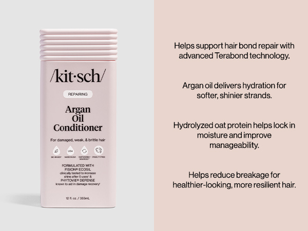 Kitsch Repairing Argan Oil Liquid Conditioner for Women & Men &ndash; Argan Oil for Hair, For Shine, Smoothness & Damage Recovery, Hair Repair &ndash; Clean, Color-Safe Hair Care
