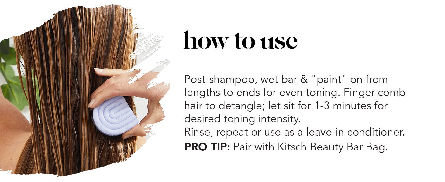 Kitsch Toning Purple Conditioner For Blondes & Color Treated Hair - Conditioner Bar For Women & Men - With Biotin for Strengthening & Neutralizing Brassy Tones - Vegan, Silicone & Sulfate Free