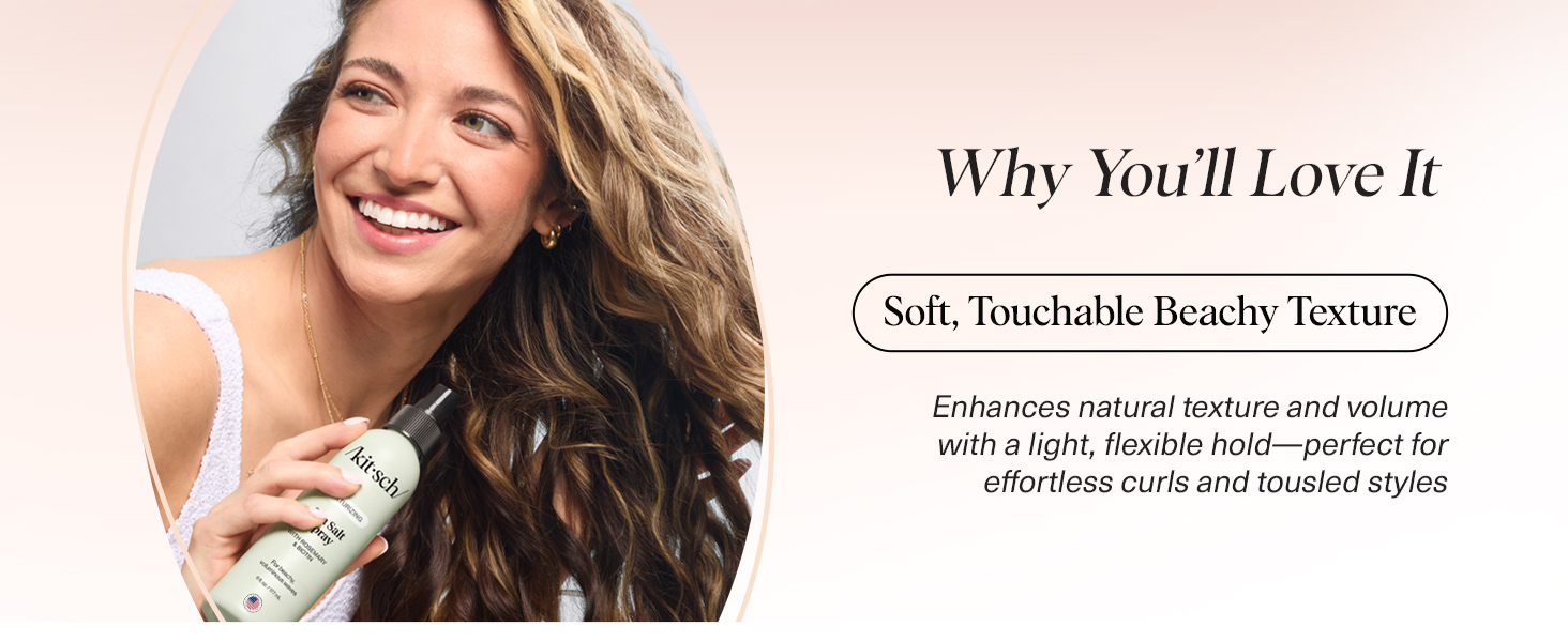 Kitsch Sea Salt Spray for Men and Women | Hair Spray with Rosemary, Biotin, Magnesium &ndash; Hair Texturizer for Natural Curls and Beach Waves | Ideal Gifts for Women, 177 mL