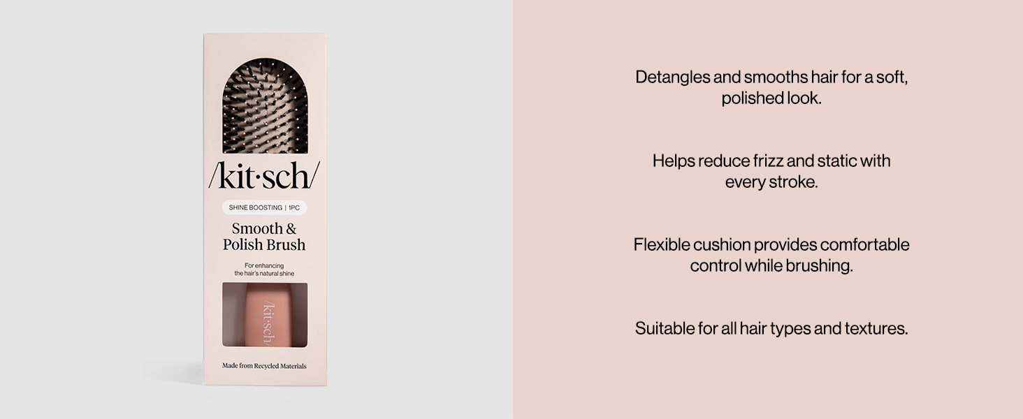 Kitsch Smooth & Polish Brush &ndash; Dual Bristle Detangler Brush, Shine & Frizz Control &ndash; Vegan Boar & Nylon Hair Brush with Cushioned Pad for Scalp Massage &ndash; Hair Care Tool for All Hair Types - Terracotta