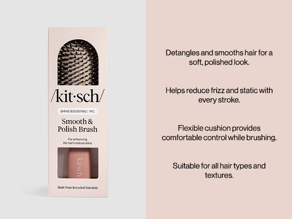 Kitsch Smooth & Polish Brush &ndash; Dual Bristle Detangler Brush, Shine & Frizz Control &ndash; Vegan Boar & Nylon Hair Brush with Cushioned Pad for Scalp Massage &ndash; Hair Care Tool for All Hair Types - Terracotta