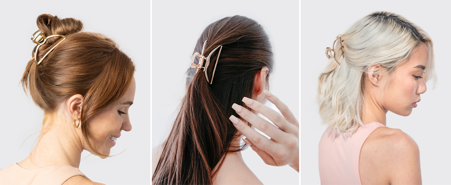 Kitsch Metal Hair Clips for Women - Durable & Elegant Metal Claw Clips, Perfect for Everyday Use & Special Occasions | Ideal Gifts for Women - Gold, 1 Pc