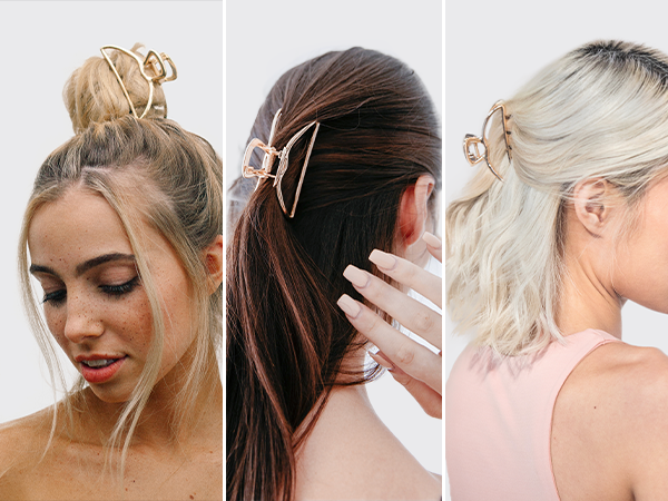 Kitsch Metal Hair Clips for Women - Durable & Elegant Metal Claw Clips, Perfect for Everyday Use & Special Occasions | Ideal Gifts for Women - Gold, 1 Pc