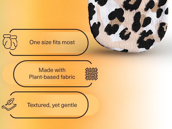 Kitsch Exfoliating Glove 1pc &ndash; Korean Exfoliating Mitt & Deep Exfoliating Body Scrubber for Shower, Bath | Body Exfoliator Glove, Dead Skin Remover | Skin Care for Smooth Skin - Leopard