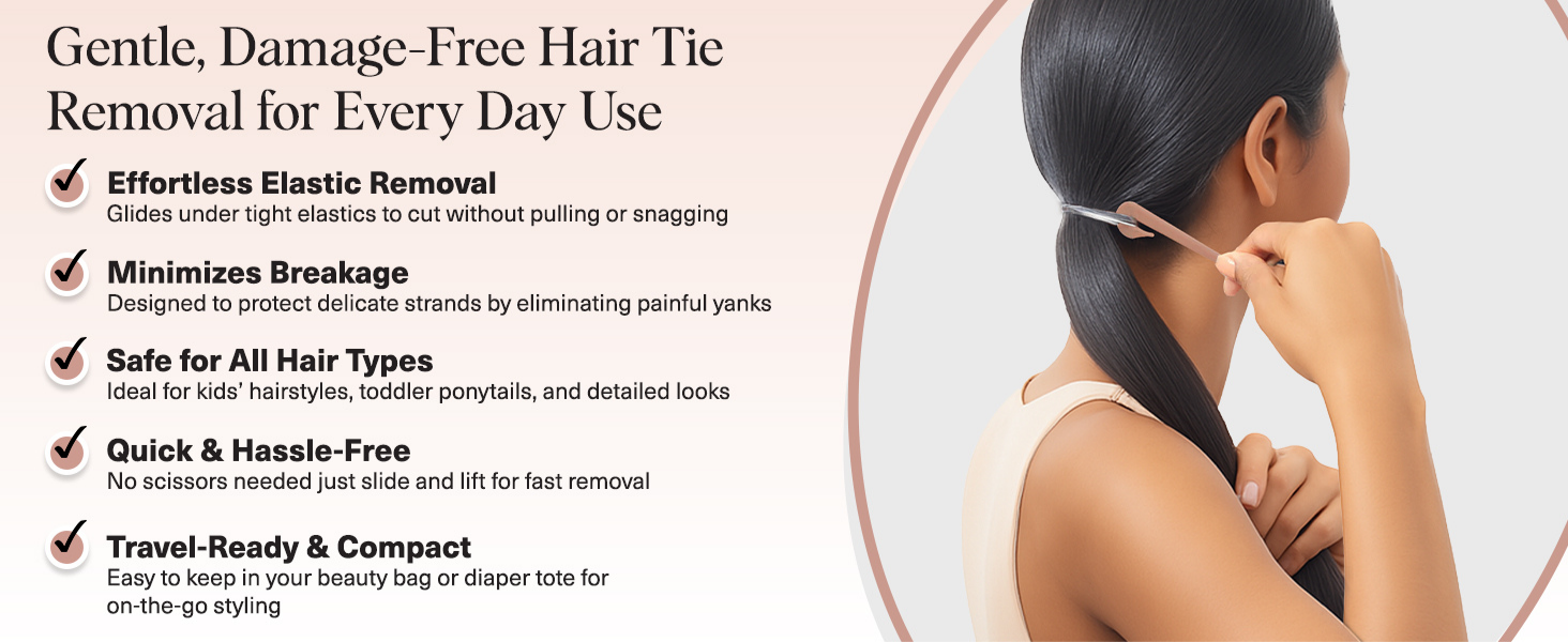 Kitsch Elastic Hair Tie Cutter Tool &ndash; Gentle, No Pull For Easy Elastic Bands For Hair Removal | Hair Rubber Bands Cutter | Ideal Gifts for Women &ndash; Multicolor, 3pc Set