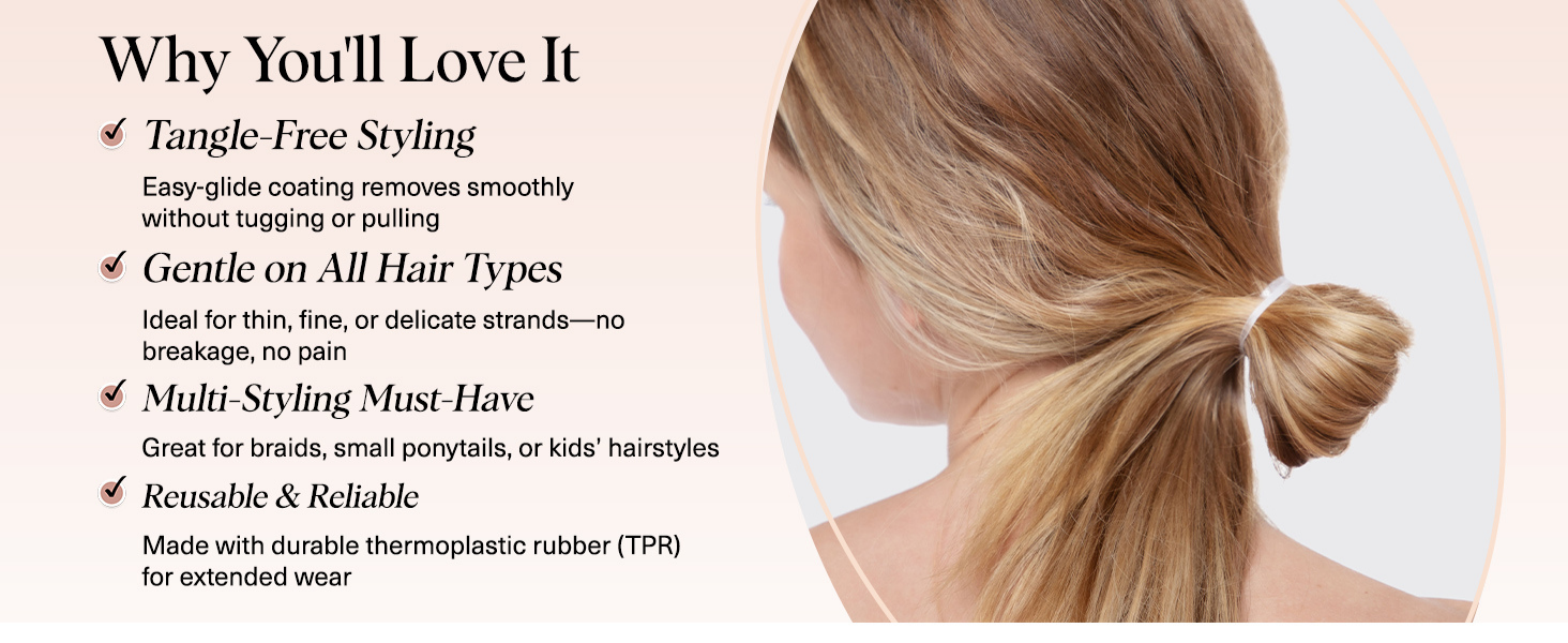 Kitsch No Snag Small Elastic Hair Ties - 1pack, 100pcs | Rubber Bands for Hair