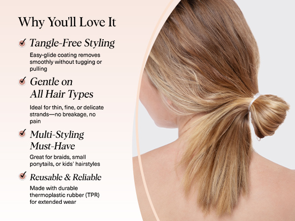 Kitsch No Snag Small Elastic Hair Ties - 1pack, 100pcs | Rubber Bands for Hair