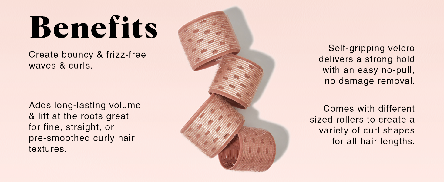 Kitsch Ceramic Hair Rollers for Women &ndash; Self-Grip Hair Curlers for Heatless Overnight Curls, Long-Lasting, Frizz-Free, Volumizing Large Rollers for All Hair Types &ndash; Terracotta, 4 Count (Pack of 1)