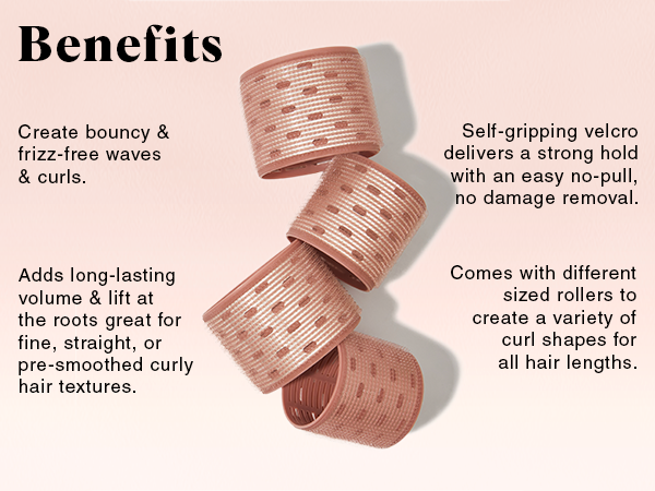 Kitsch Ceramic Hair Rollers for Women &ndash; Self-Grip Hair Curlers for Heatless Overnight Curls, Long-Lasting, Frizz-Free, Volumizing Large Rollers for All Hair Types &ndash; Terracotta, 4 Count (Pack of 1)