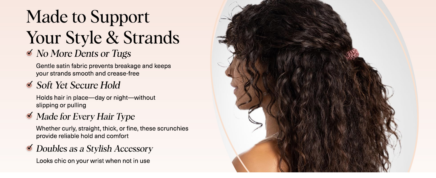 Kitsch Satin Scrunchies for Women - No Crease Hair Ties for Girls | Scrunchies For All Hair Types and Textures, Perfect for Day or Night | Ideal Gifts for Women - 6 Pcs, Terracotta