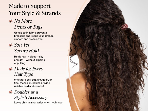 Kitsch Satin Scrunchies for Women - No Crease Hair Ties for Girls | Scrunchies For All Hair Types and Textures, Perfect for Day or Night | Ideal Gifts for Women - 6 Pcs, Terracotta