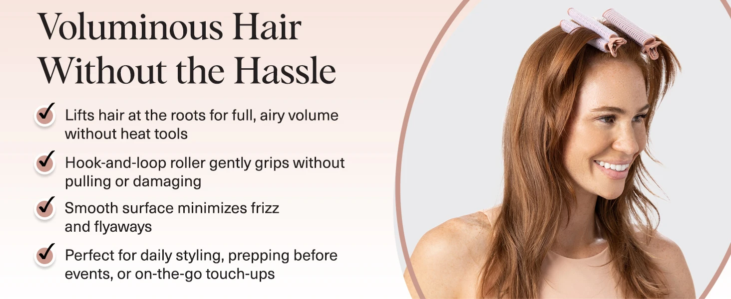 Kitsch Volumizing Hair Clips for Women - Hair Rollers for Volume & Curls - Volumizing Hair Products, Hair Roller Clips for Effortless Curls That Last - 2pc, Terracotta