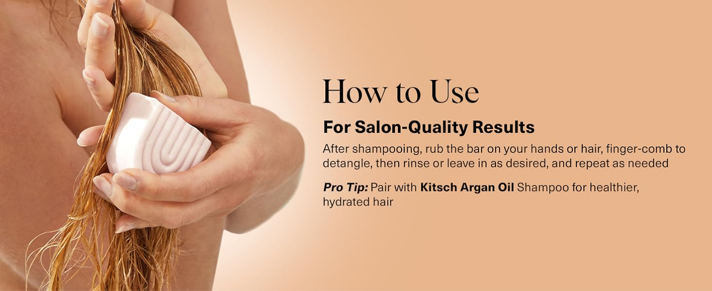 Kitsch Argan Oil Conditioner Bar &ndash; Repairing Hair Conditioner for Damaged Hair, Anti-Frizz &ndash; Strengthening, Moisturizing Hair Care &ndash; Paraben, Silicone & Sulfate-Free &ndash; Made in USA