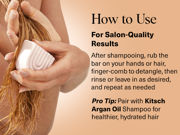 Kitsch Argan Oil Conditioner Bar &ndash; Repairing Hair Conditioner for Damaged Hair, Anti-Frizz &ndash; Strengthening, Moisturizing Hair Care &ndash; Paraben, Silicone & Sulfate-Free &ndash; Made in USA