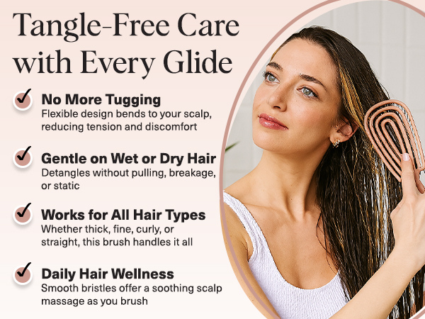 Kitsch Hair Brush Detangler &ndash; Flexi Flow Hair Brush for Women, Men & Kids | Detangling Brushes for Curly Hair with Bendable Frame, Bounce Curl Defining Brush for Wet or Dry Strands - Terracotta