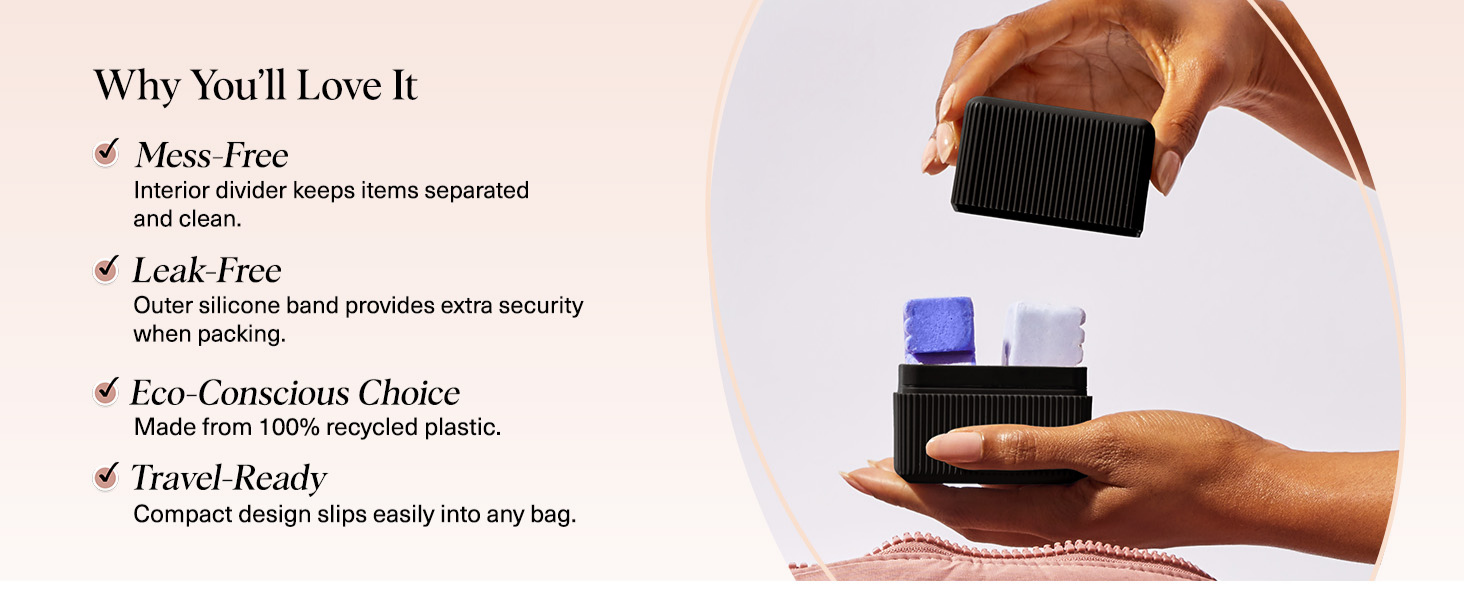 Kitsch 2-Compartment Travel Soap Case – Bar Soap Holder & Organizer, Travel Case for Bars – TSA-Approved – Lightweight, Durable, Leak-Proof, Made from Recycled Plastic – Black