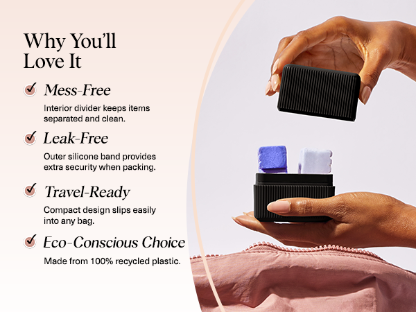 Kitsch 2-Compartment Travel Soap Case – Bar Soap Holder & Organizer, Travel Case for Bars – TSA-Approved – Lightweight, Durable, Leak-Proof, Made from Recycled Plastic – Black