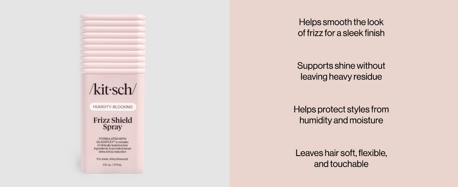 Kitsch Frizz Shield Hair Spray - Frizz Control Hairspray for Smooth, Glass-Like Finish | Lightweight Heat Protectant Hair Care with Argan Oil, No Heavy Residue | Anti Humidity Spray for Hair