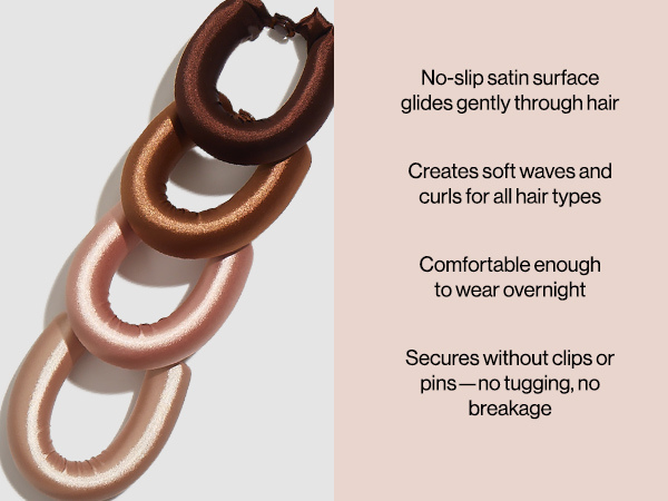 Kitsch Satin Hair Curlers, Heatless Curling Rod - Jumbo Flexi Rod for Heatless Curls Overnight, Comfortable Hair Curlers to Sleep In for Frizz-Free, No Heat Damage Styling - 4pcs, Rosewood