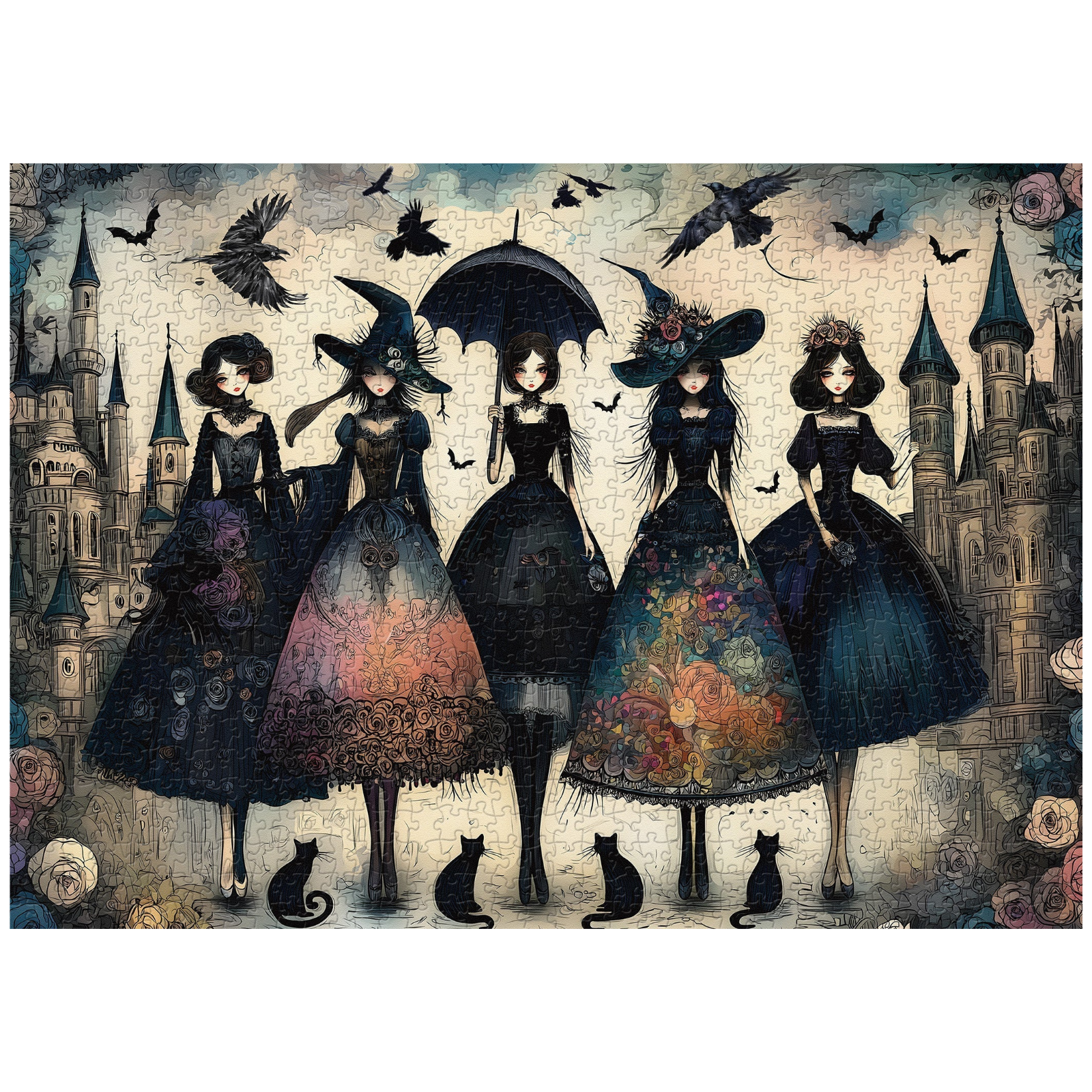 Raven Night Girls Jigsaw Puzzle 1000 Pieces