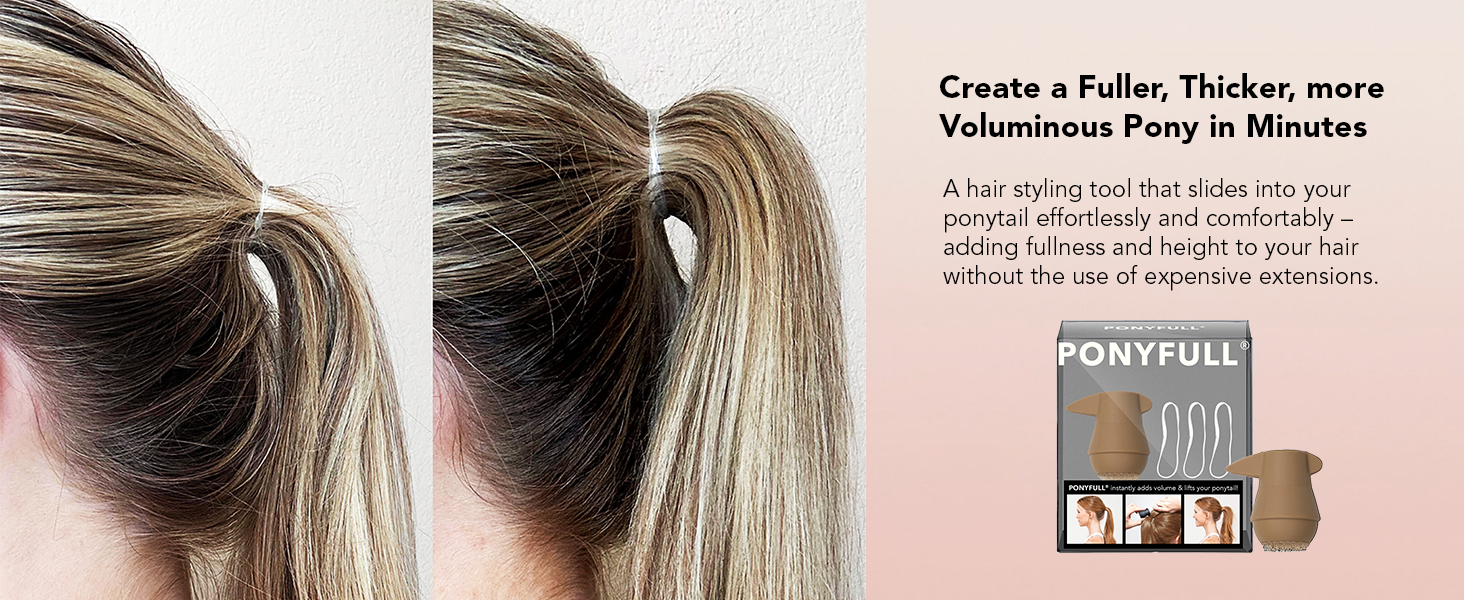 Kitsch PONYFULL Hair Volumizer Tool - Adds Lift and Style To Your Ponytail | Hair Bun Maker for Women | Ponytail Volumizer, Includes 3 No Snag Elastic Ties | Ideal Gifts for Women - (Blonde)