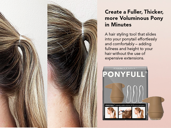 Kitsch PONYFULL Hair Volumizer Tool - Adds Lift and Style To Your Ponytail | Hair Bun Maker for Women | Ponytail Volumizer, Includes 3 No Snag Elastic Ties | Ideal Gifts for Women - (Blonde)