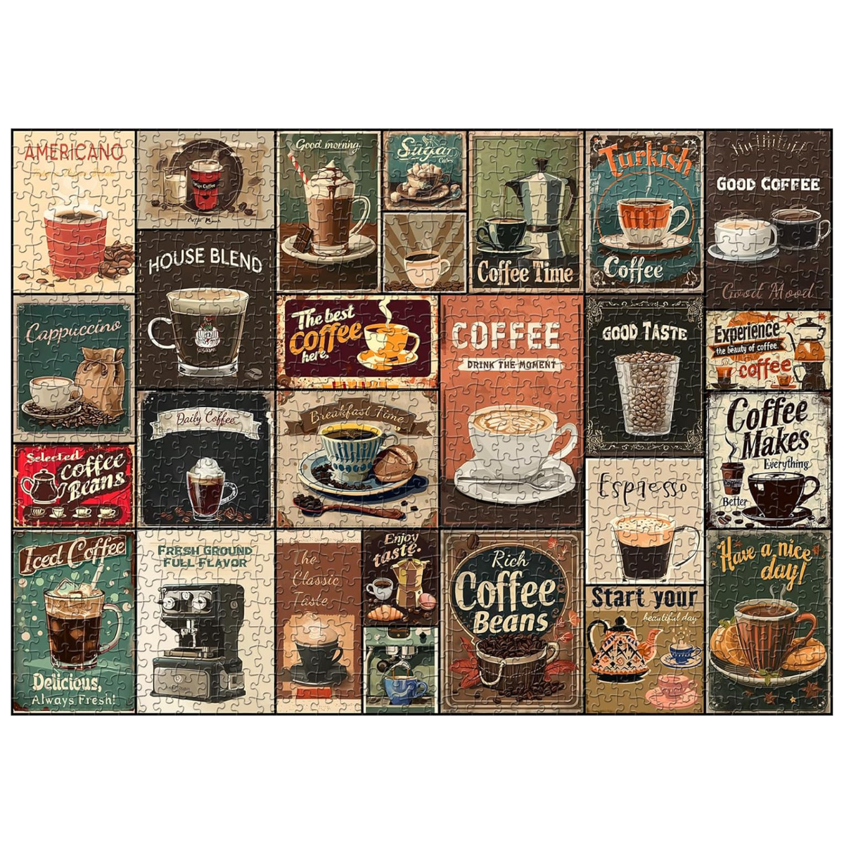 Vintage Coffee Collage Jigsaw Puzzle 1000 Pieces