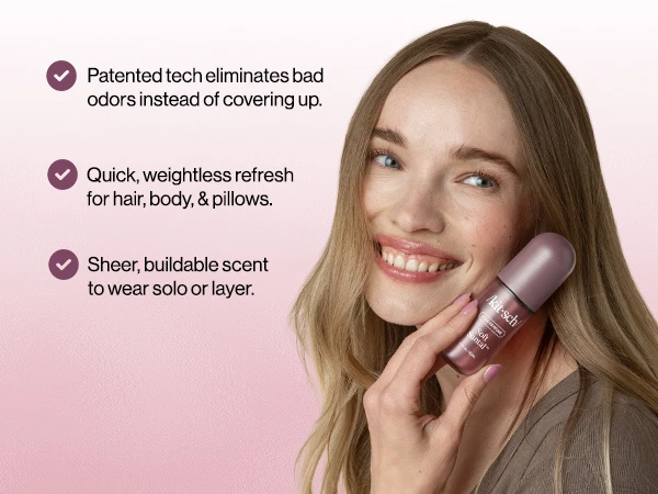 Kitsch Hair Perfume for Women – Hair Spray & Body Mist – Soft Santal, 50mL | Clean, Deodorizing & Patented Odor-Eliminating Technology – Freshen Hair, Body & Pillows – Made in USA