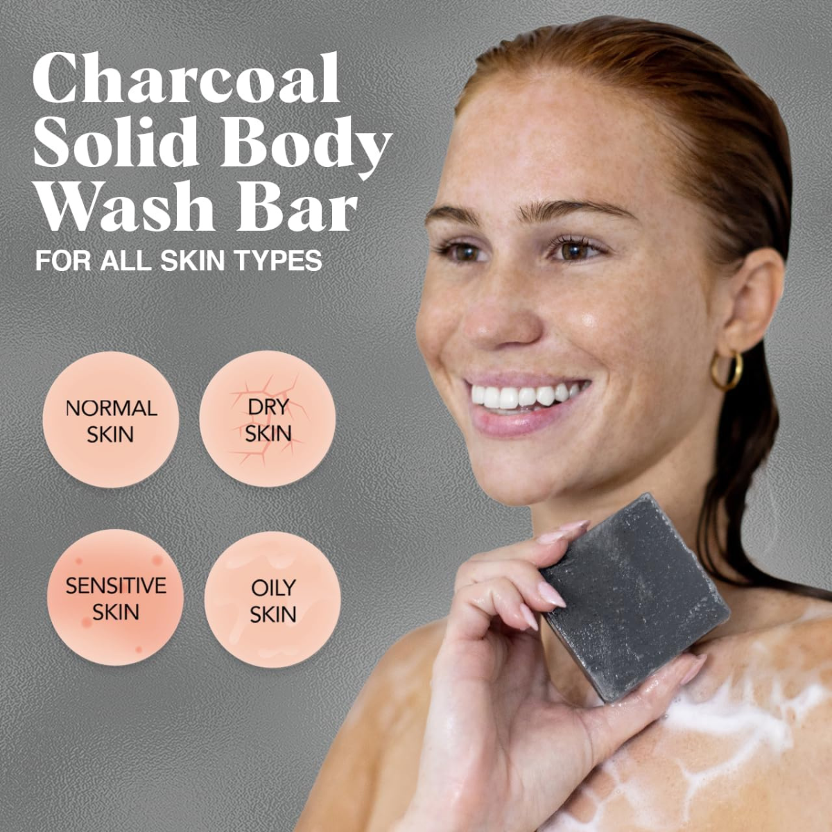 Kitsch Charcoal Soap Body Wash Bar for Cleansing – Made in USA, 113g | Detoxifying Bar Soap w/ Activated Charcoal – Gently Removes Excess Oil & Impurities, Clears Pores, Firms & Moisturizes Skin